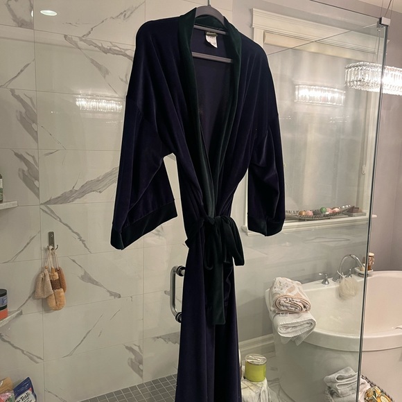 Mens vintage pennmens housecoat ribbed velour velvet one size navy/green - Picture 9 of 15